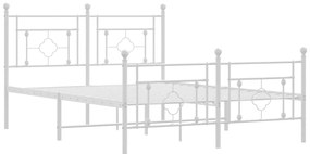 Estrutura de cama com cabeceira e pés 140x200 cm metal branco