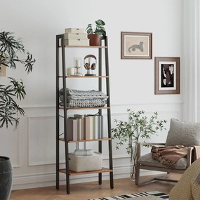 Estante com 5 prateleiras, estante para livros, moderna 34,5 x 56 x 171,5 cm castanho-preto