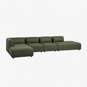 Sofá Modular Chaise Longue Canto Esquerdo De 4 Peças Com Divã Fogler Tecido Pele De Borrego Amarelo Curri - Sklum