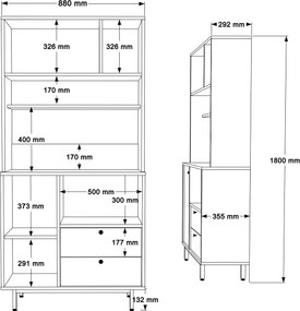 Armário Alto de Cozinha "Toledo" E-1 - Branco - 88x180x35.5cm - Design