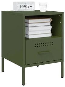 Mesas de cabeceira 2 pcs 36x39x50,5 cm aço verde azeitona