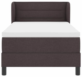 Cama Box Spring vidaXL com Colchão - Castanho Escuro, 80x200 cm, Tecid