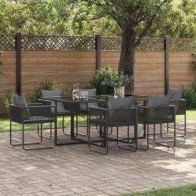 Conjunto de Jantar de Jardim de 9 Peças vidaXL com Almofadas em Aço e Rattan Sintético
