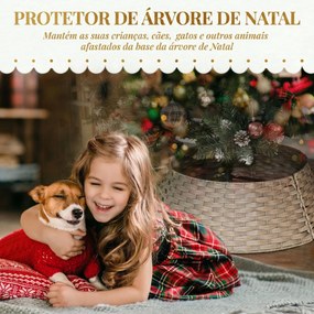 Saia para Árvore de Natal Rústica Entrançada, Cobre-Pé para Festas, Ø68x22 cm, Castanho