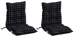 Almofadões cadeira encosto baixo 2 pcs oxford xadrez preto