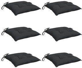 Almofadões de cadeira 6 pcs 40x40x7 cm tecido oxford preto