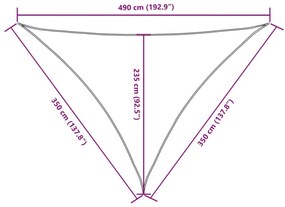 Para-sol est. vela tecido oxford triang. 3,5x3,5x4,9m cor creme