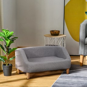 Sofá para cães, cama para cães, animal de estimação, estilo escandinavo, pés de madeira, estofo em tecido com capa removível, 75 x 55 x 39 cm - cinzen