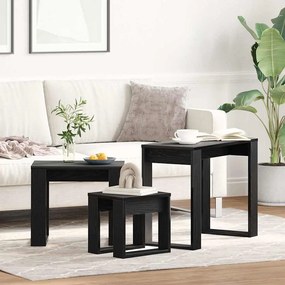 vidaXL Mesa de Ninho 3 pcs Carvalho preto 61 x 28 x 47 cm