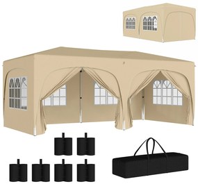 Tenda Dobrável tenda 3x6 m com Painéis Laterais UPF50+ Tenda de Jardim