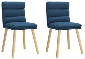 Cadeiras de jantar 2 pcs tecido azul