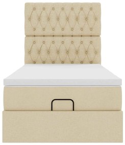 Cama otomana com colchão 100x200 cm tecido creme