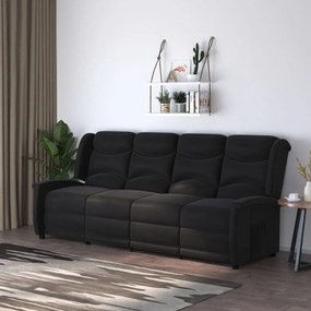 vidaXL Sofá reclinável 4 lugares tecido microfibra preto