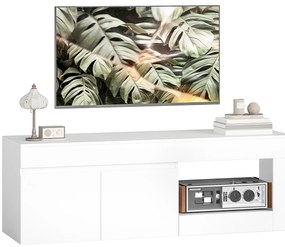 Móvel de TV com 2 Portas Prateleira Aberta Móvel de TV Televisóres de 60 Polegadas 140x40x48 cm Branco