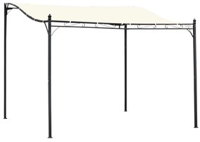 Pérgola de Jardim 3x3m Pérgola Montada na Parede com Toldo e 16 Orifícios de Drenagem Metal e Poliéster Creme