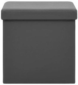Bancos de arrumação dobráveis 2 pcs PVC cinzento