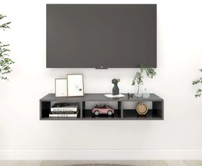 vidaXL Estante de parede 102x30x17cm derivados madeira cinza brilhante