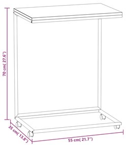 Mesa de apoio c/ rodas 55x35x70 cm derivados de madeira branca