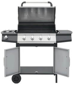 Grelhador/barbecue a gás 4+1 zonas de cozinhar preto e prateado