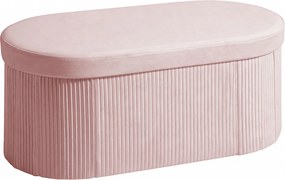 Puff de Arrumação Banco de Arrumação Dobrável 72 L 76x38x35 cm Estofado em Veludo Baú de Armazenamento Rosa