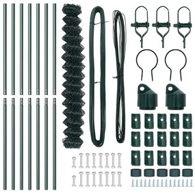 Conjunto de Postes de Cerca Verde 1.6 x 10 m Aço Galvanizado