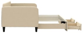 Sofá-cama com gavetão e gavetas 90x200 cm tecido cor creme