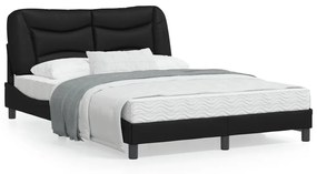Estrutura cama c/ cabeceira 140x190 cm couro artificial preto