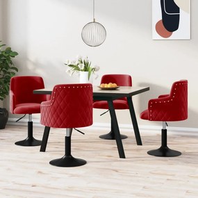 vidaXL Cadeiras de jantar giratórias 4 pcs veludo vermelho tinto