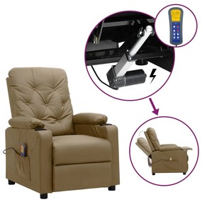 Poltrona de massagens elevatória couro artificial cappuccino