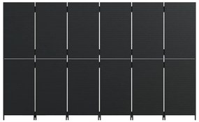Biombo de divisão 6 painéis vime PE preto