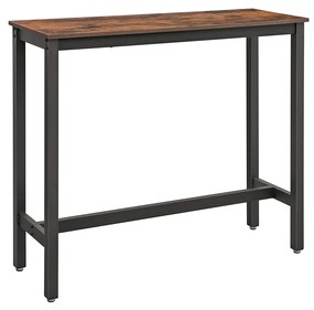 Mesa de bar VASAGLE, mesa de bar retangular estreita, mesa de cozinha, mesa alta de jantar de pub, estrutura de metal resistente, 120 x 40 x 100 cm, fácil montagem, design industrial, marrom rústico e preto LBT12X