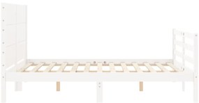 Estrutura de cama com cabeceira 140x190cm madeira maciça branco
