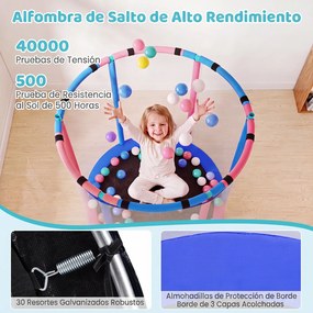 Trampolim Infantil 6 em 1, 140 x 140 x 214 cm, com Rede de Segurança, Azul