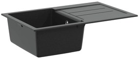 vidaXL Pia Preto 780 x 500 mm 80% Quartzo e 20% Resina