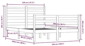 Estrutura de cama 120x200 cm madeira de pinho maciça