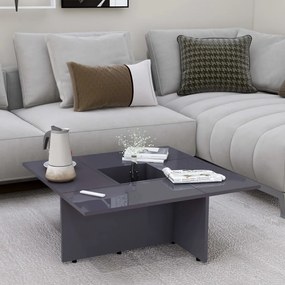 802911 vidaXL Mesa de centro 79,5x79,5x30 cm contraplacado cinzento brilhante