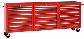 vidaXL Carrinho de ferramentas com 21 gavetas aço vermelho