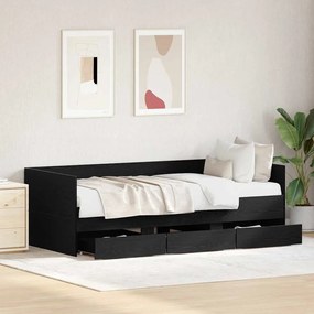 Cama Carvalho Preto Madeira Derivada 90 x 200 cm Durável Cama