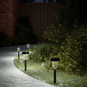 vidaXL Luzes solares para caminhos com espigões 12 pcs branco