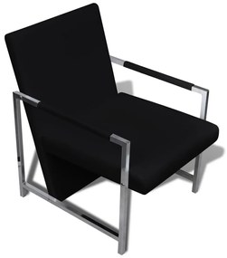 Poltronas com estrutura cromada 2 pcs couro artificial preto