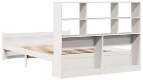 Cama com estante sem colchão 140x200 cm pinho maciço branco