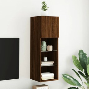 vidaXL Móvel de TV com luzes LED 30,5x30x90 cm carvalho castanho