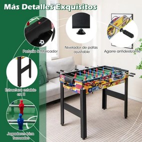 Conjunto de Jogos para crianças 12 em 1 com mesa de hóquei em ar, mesa matraquilhos, mesa de ténis de mesa, xadrez, bowling e shuffleboard 121 x 105 x