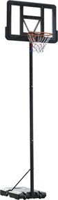 HOMCOM Cesta Basquetebol Altura Ajustável 220-365 cm Aro Suporte Rodas Base Recarregável Estável Preto | Aosom Portugal
