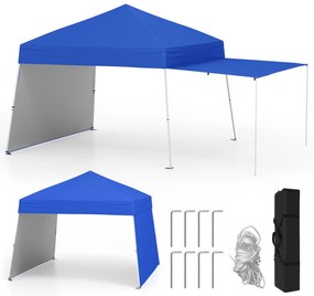 Tenda dobrável com dossel de 14 x 9,2 pés com 2 paredes laterais conversíveis em toldo e estacas - cinza