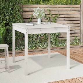 Mesa de jardim 82,5x82,5x76 cm madeira de pinho maciça branco
