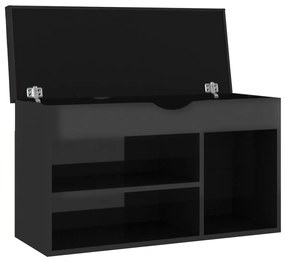 Banco sapateira + almofadão contr. 80x30x47 cm preto brilhante
