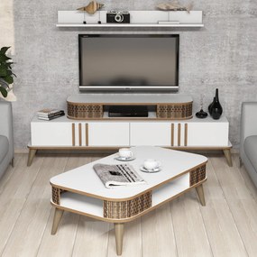 Conjunto de Mobiliário de Sala de Estar Eylül – Branco – Várias Medida