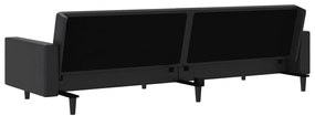 Sofá-cama de 2 lugares couro artificial preto
