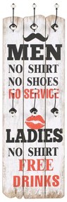 Bengaleiro de parede com 6 ganchos 120x40 cm MEN LADIES